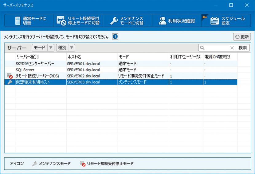 専用画面でモード切り替え、スケジュール設定が可能